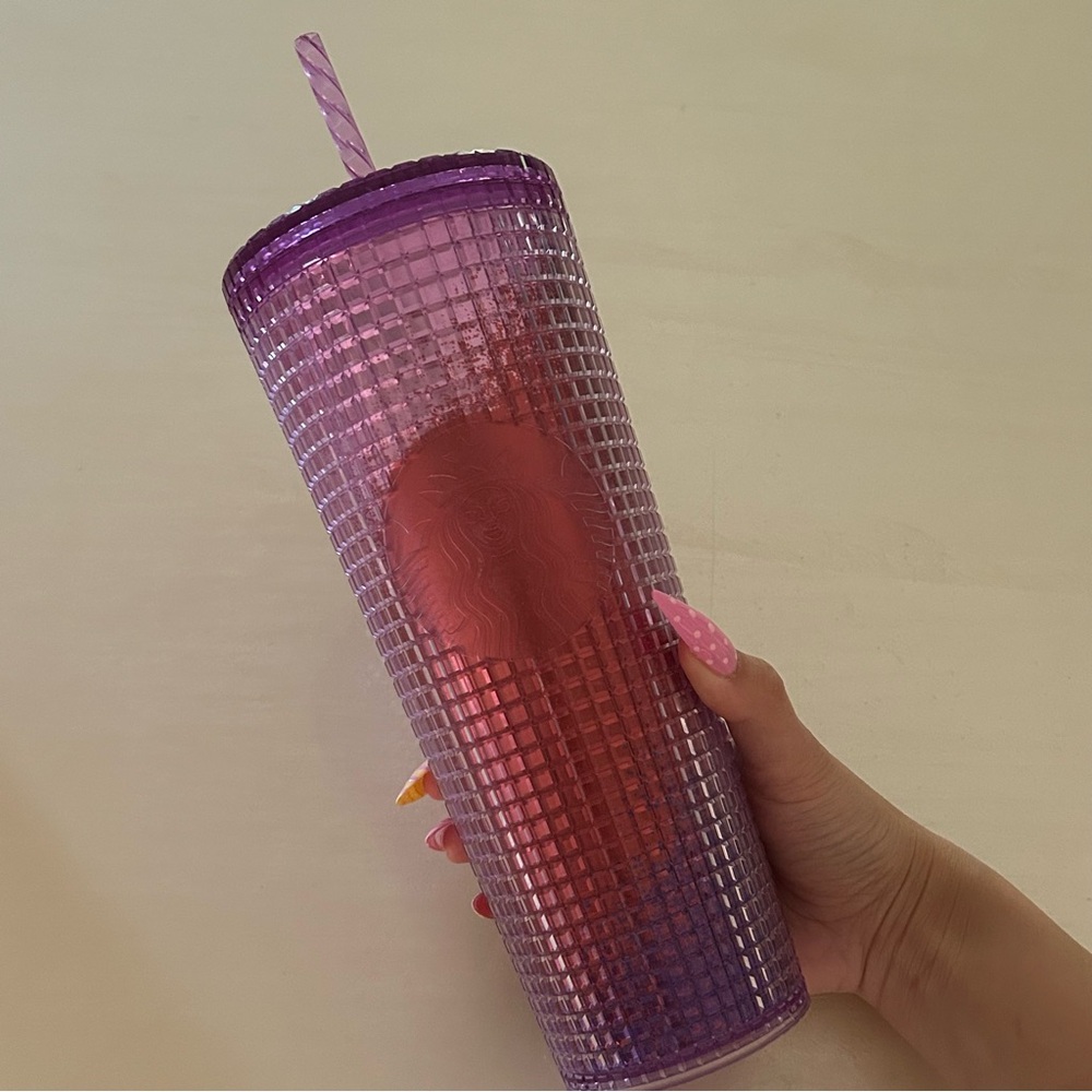 Starbucks 2021 Summer Pink Purple Ombre Grid Studded Venti Tumbler 24oz